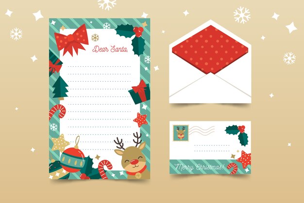 Design plano de modelo de papelaria de Natal
