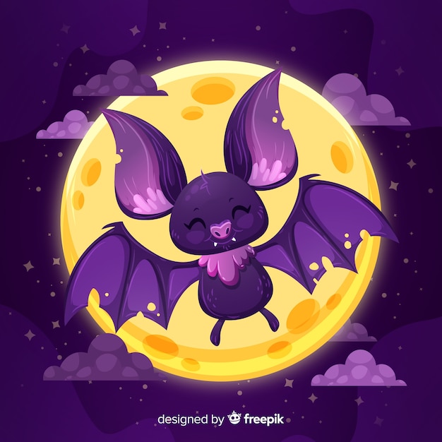 Design plano de morcego de halloween bonito