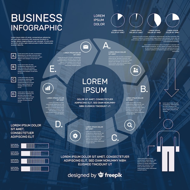 Vetor grátis design plano de negócios infográfico com foto