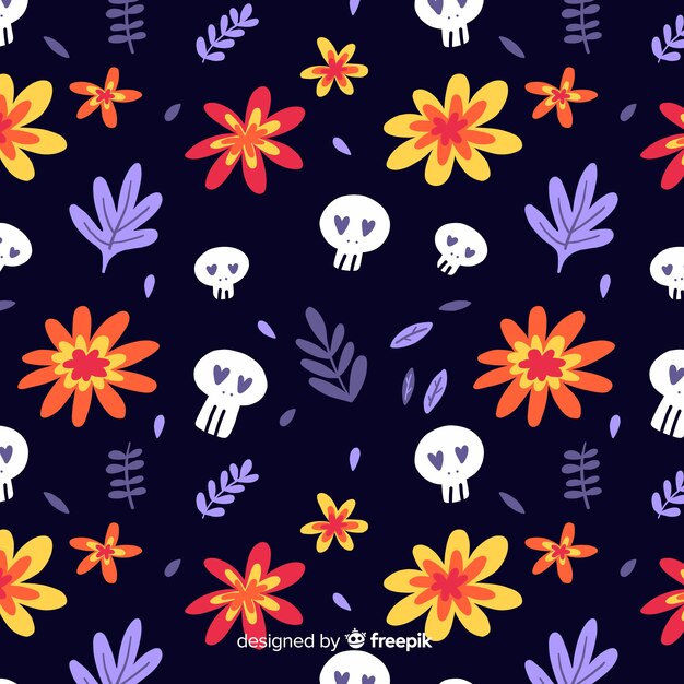 Design plano de padrão de dia de muertos