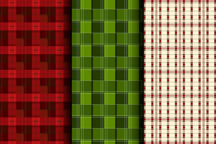 Vetor grátis design plano de padrão xadrez de natal