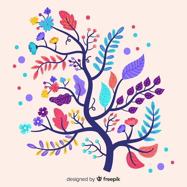 Design plano de ramo floral colorido