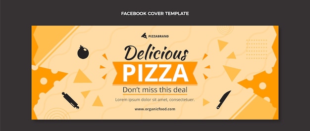 Design plano deliciosa pizza capa do facebook