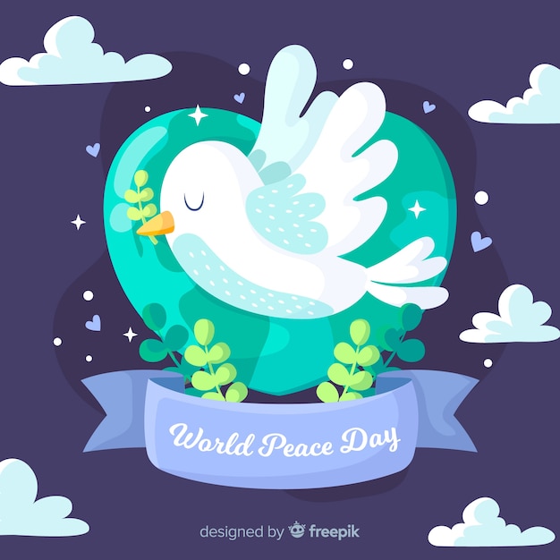 Design plano dia da paz pomba voando