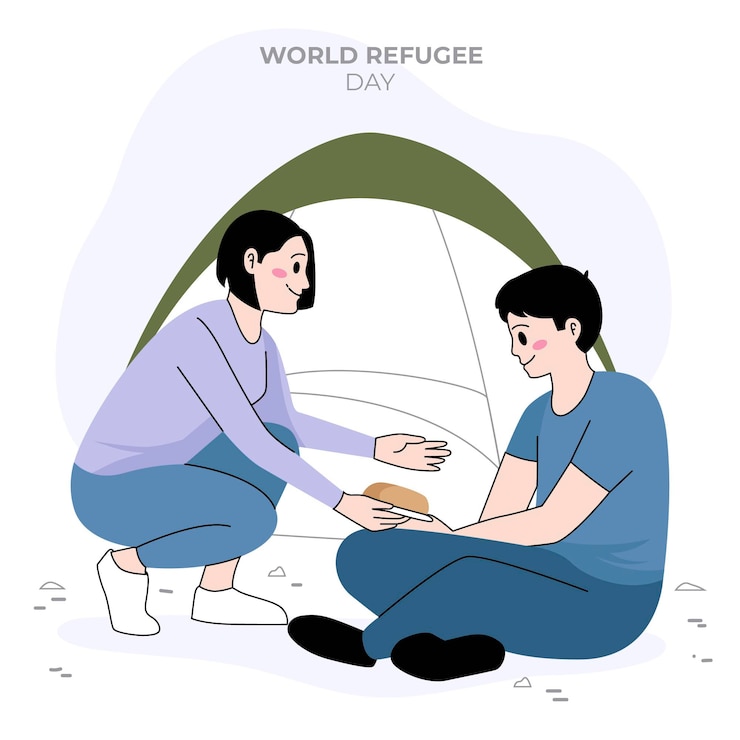 Vetor grátis design plano dia mundial dos refugiados design