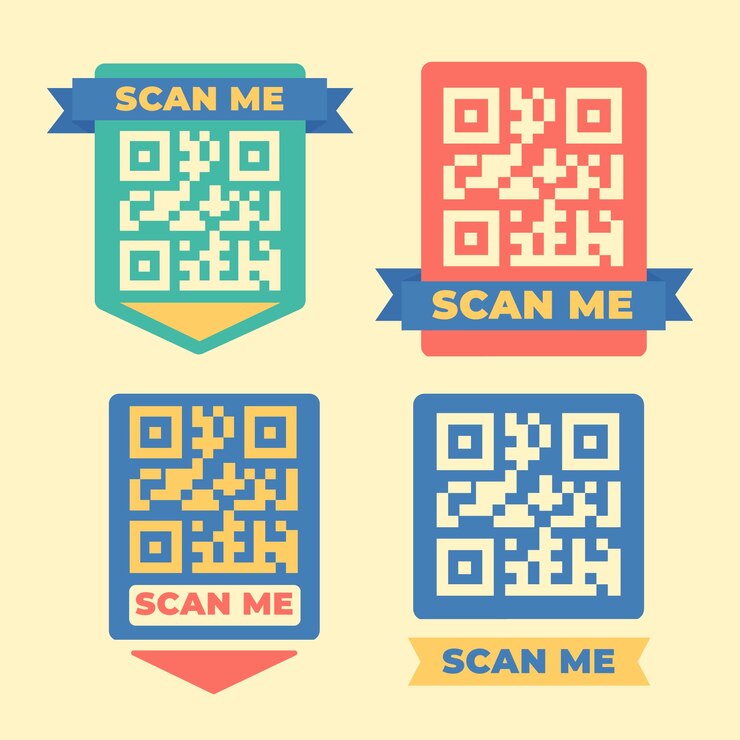Vetor grátis design plano digitalize-me conjunto de rótulos