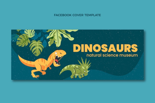 Design plano dinossauros ciência capa do facebook