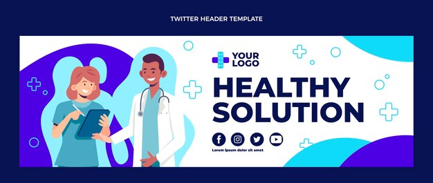 Design plano do cabeçalho médico do twitter