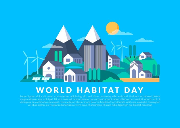 Design plano do conceito do dia mundial do habitat