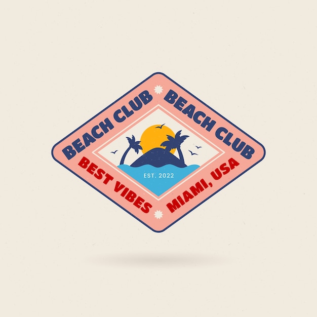 Vetor grátis design plano do logotipo do clube de praia
