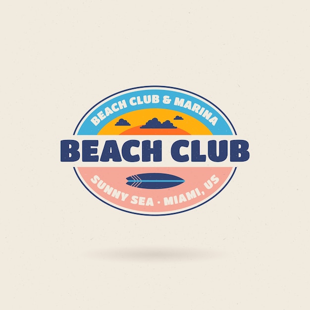 Design plano do logotipo do clube de praia