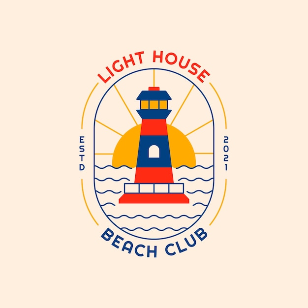Vetor grátis design plano do logotipo do clube de praia