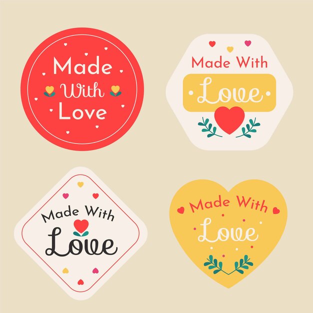 Design plano feito com conjunto de crachá de amor
