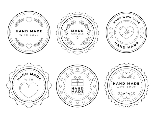Vetor grátis design plano feito com pacote de etiquetas de amor