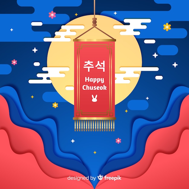 Design plano feliz chuseok no tapete