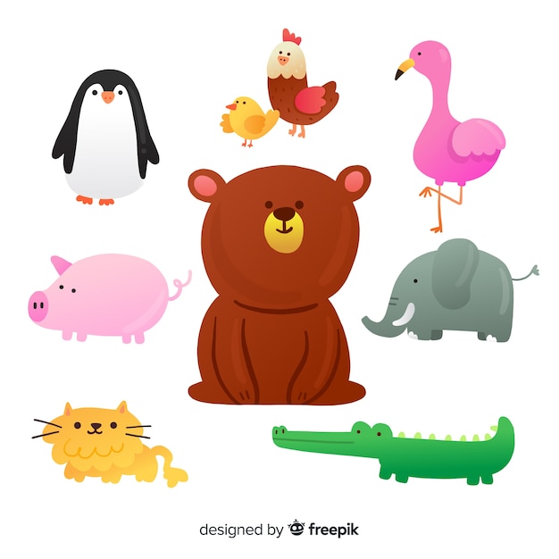 Design plano ilustrado coleção animais fofos