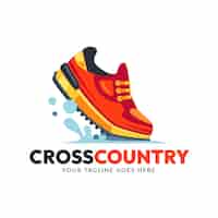 Vetor grátis design plano logotipo de design cross country