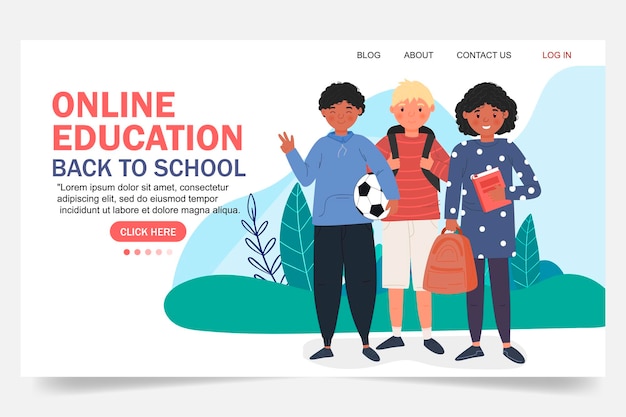 Design plano moderno de educação online. conceito de escola online. educação a distância. modelo de página de destino. para o seu design.