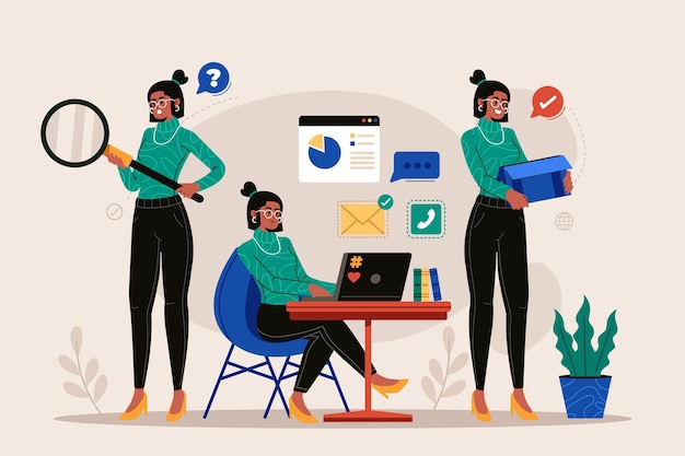 Design plano multitarefa para mulher de negócios