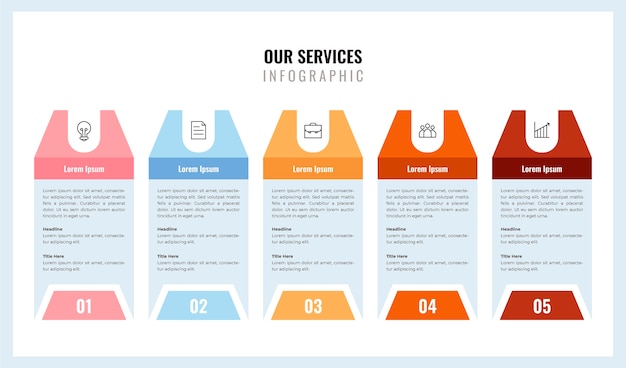 Vetor grátis design plano nosso modelo de infográfico de serviços