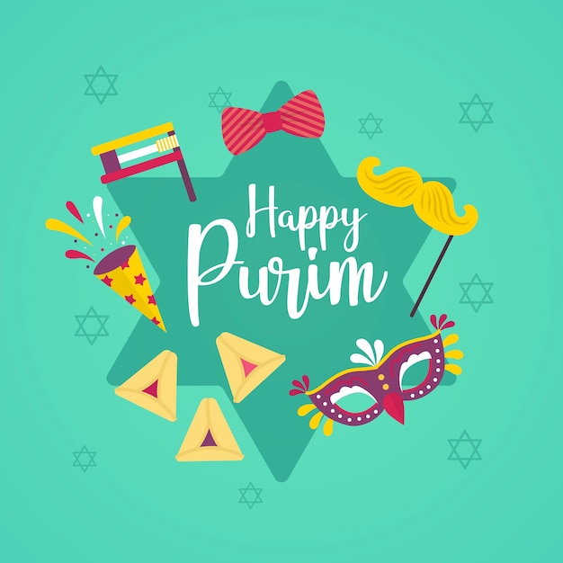 Vetor grátis design plano para feliz dia de purim