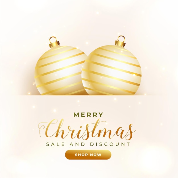 Design realista de banner de venda de duas bolas decorativas de natal