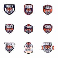 Vetor grátis design tigres modelos de logotipo