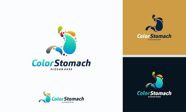 Designs de logotipo de estômago, vetor de conceito de design de logotipo de estômago colorido