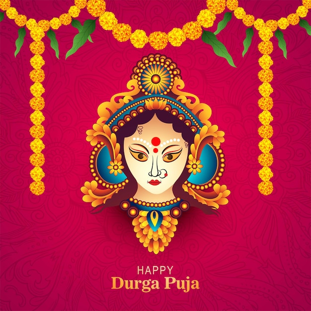 Vetor grátis deus indiano durga em fundo feliz durga puja subh navratri