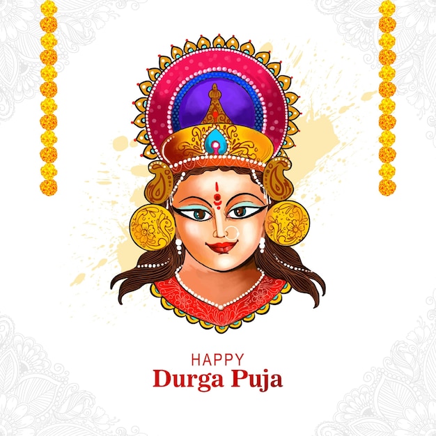 Vetor grátis deus indiano durga em fundo feliz durga puja subh navratri