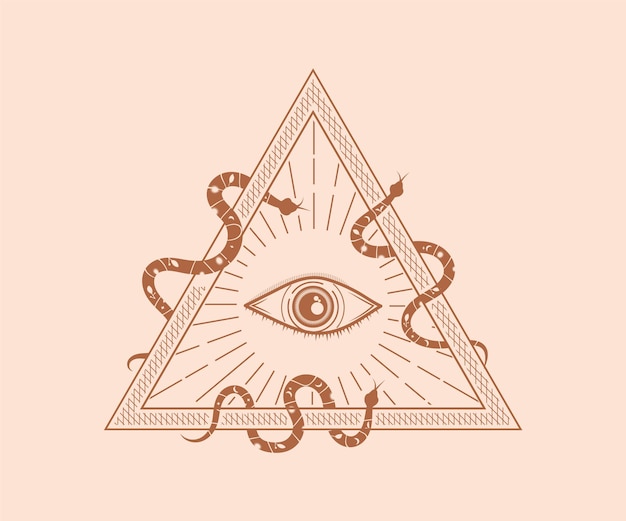 Deus sagrado místico que todos vêem olho illuminati símbolo ilustração geometria sagrada tatuagem cicatriz imprimir