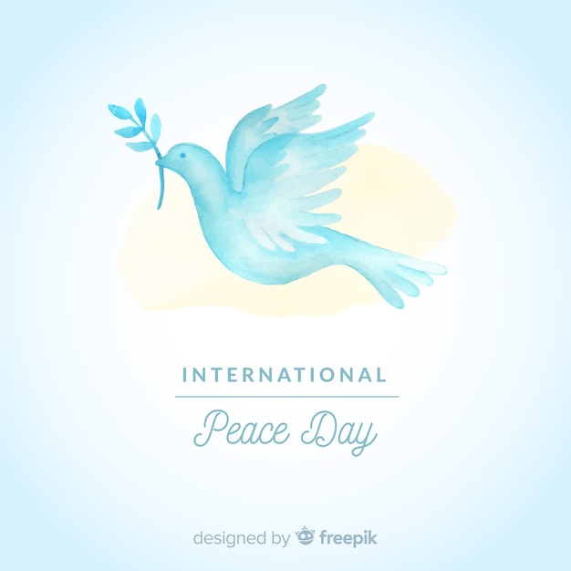 Vetor grátis dia da aguarela da composição da paz com pomba branca