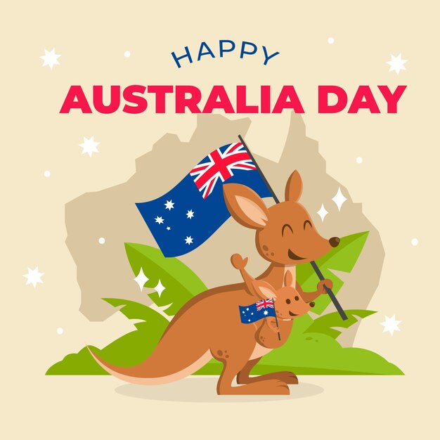 Dia da Austrália em design plano