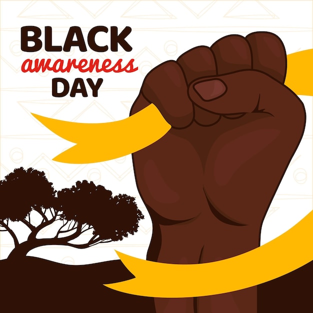 Dia da consciência negra desenhado à mão Vetor Premium