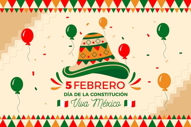 Dia da constituição do méxico desenhado à mão