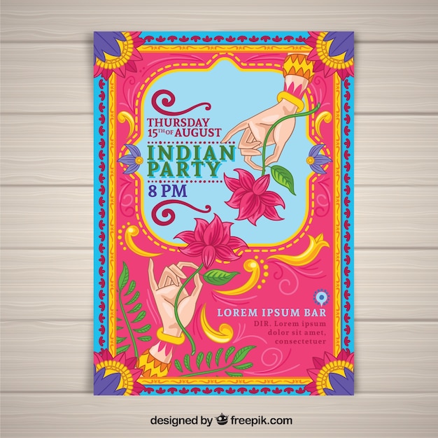 Vetor grátis dia da independência colorido do cartaz de india