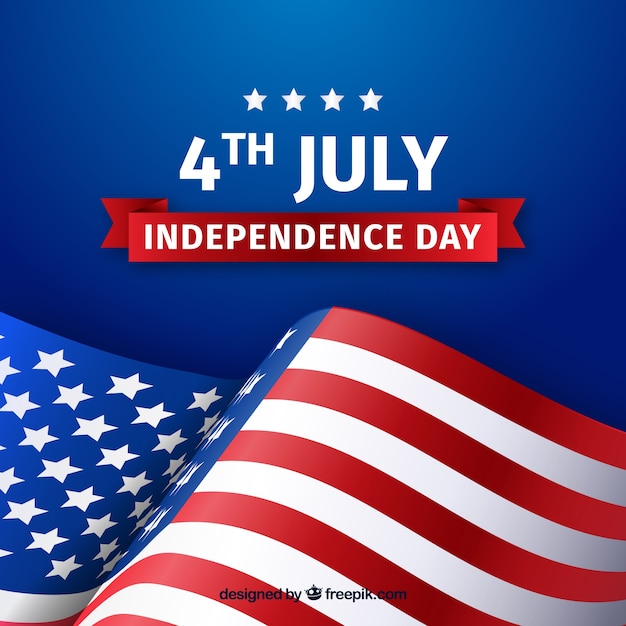 Dia da independência com a bandeira americana acenando
