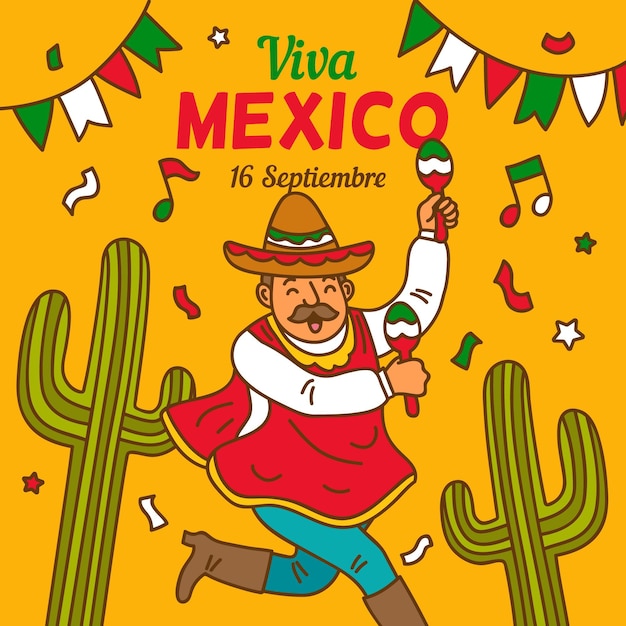 Dia da independência da ilustração do méxico