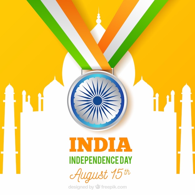 Dia da independência da índia com medalha e taj mahal