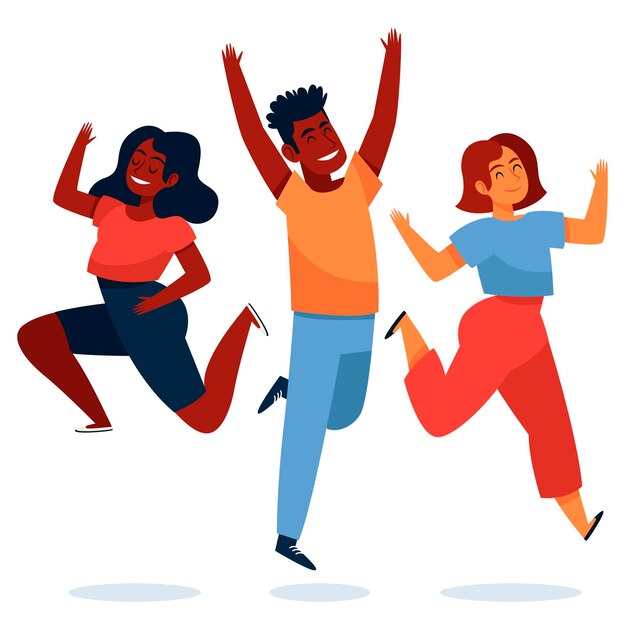 Dia da juventude desenhada de mão pulando pessoas