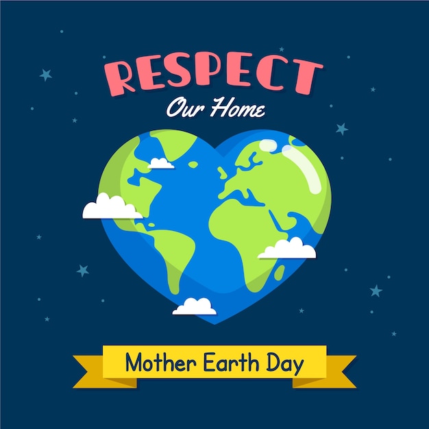 Dia da mãe terra com planeta em forma de coração