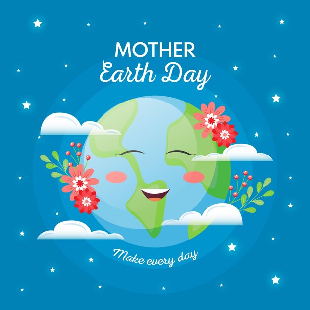 Dia da mãe terra desenhados à mão