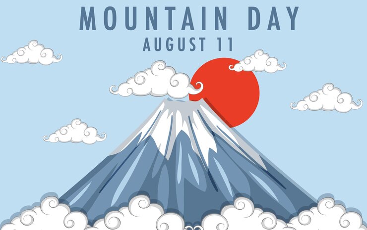 Vetor grátis dia da montanha no japão em 11 de agosto banner com o monte fuji