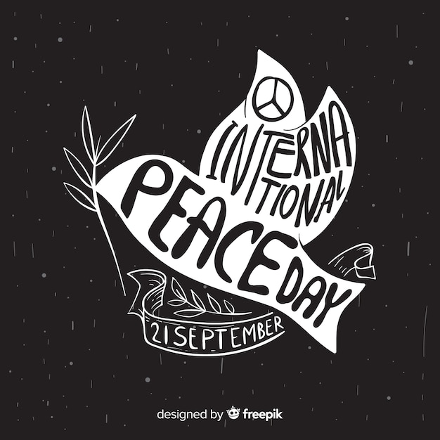 Dia da paz composição com pomba branca desenhada de mão