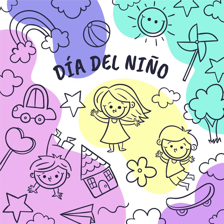 Vetor grátis dia das crianças desenhado à mão em ilustração espanhola