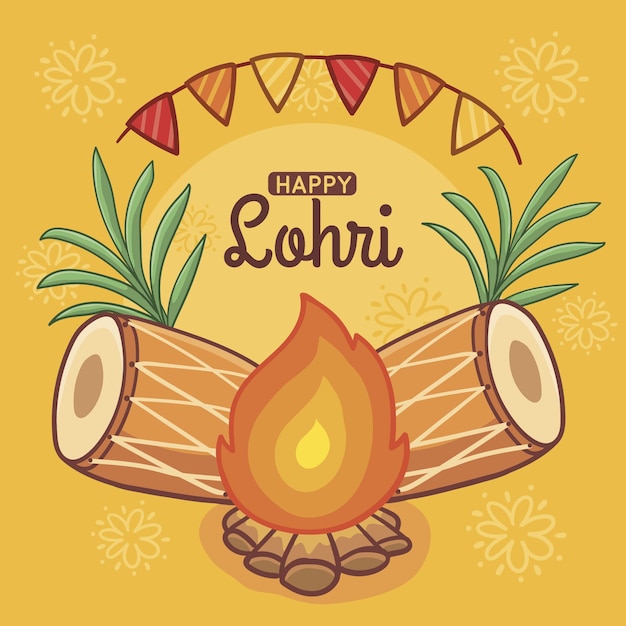 Dia de lohri desenhado à mão