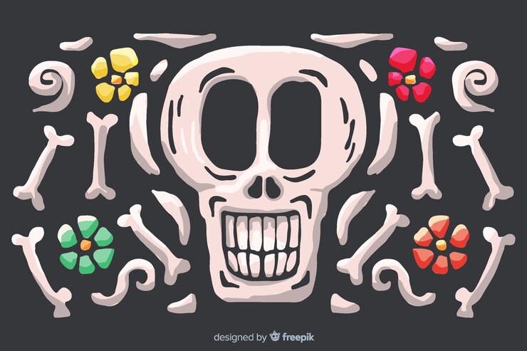 Vetor grátis día de muertos em aquarela com fundo de caveira sorridente