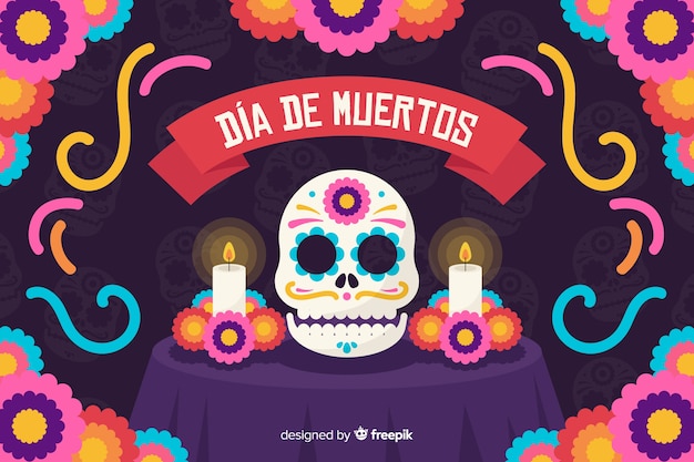 Dia de muertos fundo em design plano