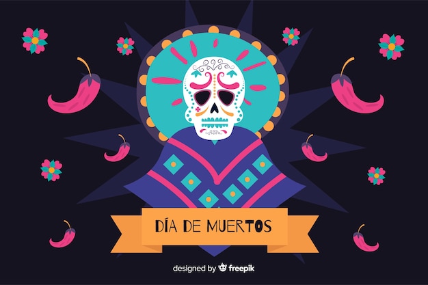 Dia de muertos fundo em design plano