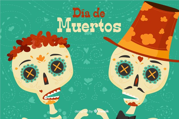 Dia de muertos fundo em design plano